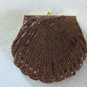 Carla Marchi - Brown-beaded Evening Clutch with Shoulder strap